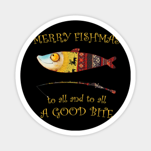 Christmas Fisherman's MERRY FISHMAS to ALL Christmas Fishing Magnet